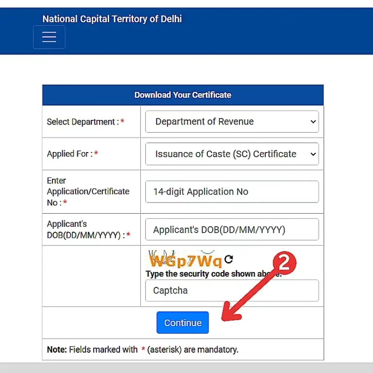 Enter Department and Application Number